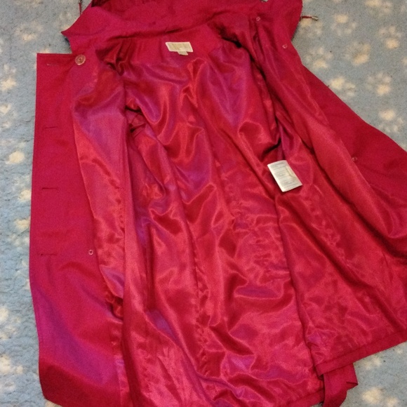 Women's NWOT MICHAEL Michael Kors Hot Pink double breasted hooded trench Sz XL - Picture 6 of 8
